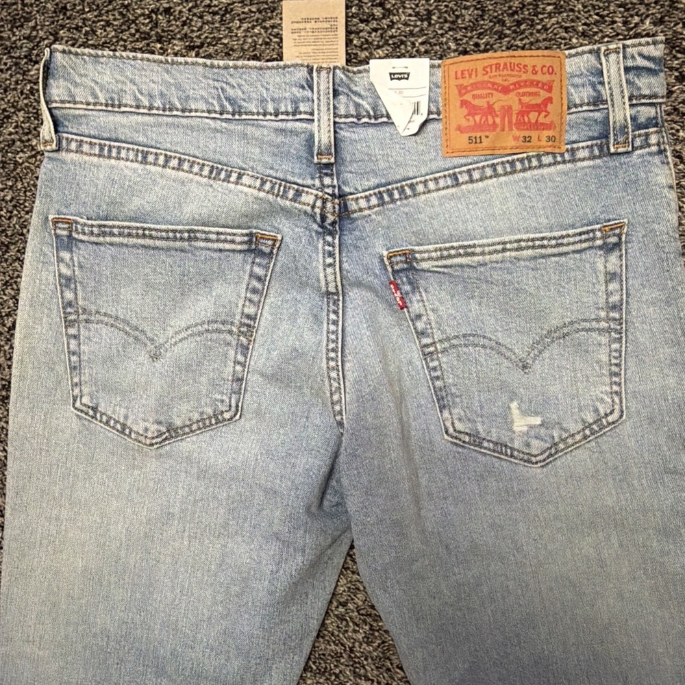 Levi's 511 Slim Stretch Denim Jeans Blue Men's 5-Pocket Light Wash Size 32x30 - Picture 6 of 11